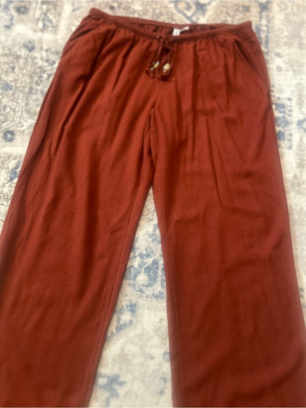 Divided Relaxed Drawstring Pants - Rust - Picture 4 of 8